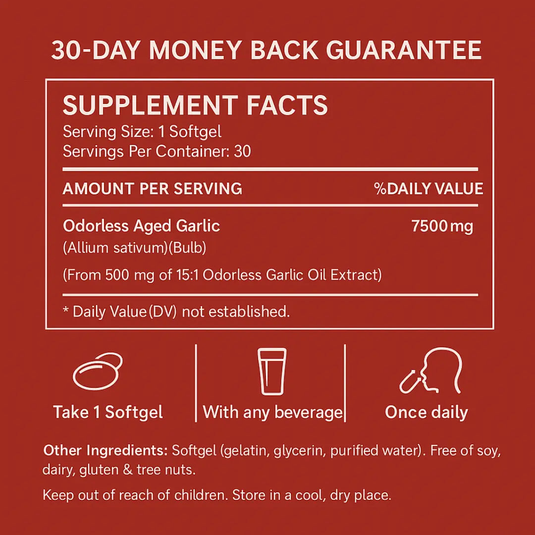 Aged Garlic Capsules - 7500 mg Odorless